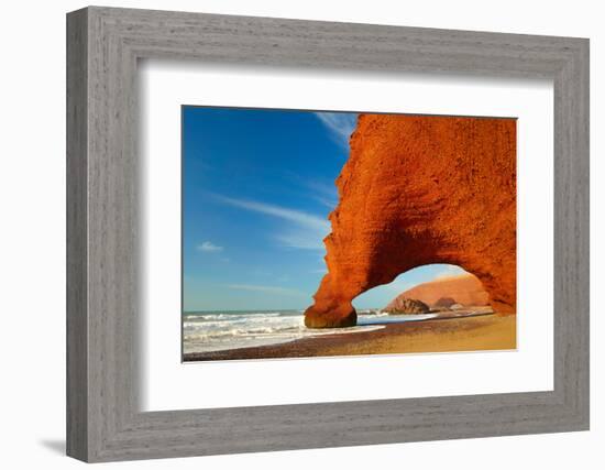 Red Archs on Atlantic Ocean Coast. Marocco-SJ Travel Photo and Video-Framed Photographic Print