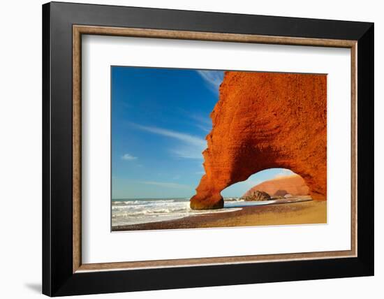 Red Archs on Atlantic Ocean Coast. Marocco-SJ Travel Photo and Video-Framed Photographic Print