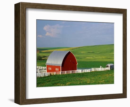 Red Barn and White Fence Near Pullman-Darrell Gulin-Framed Photographic Print