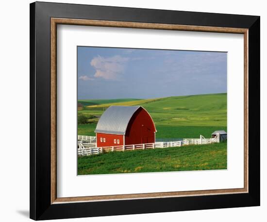 Red Barn and White Fence Near Pullman-Darrell Gulin-Framed Photographic Print