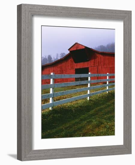 Red Barn and White Fence on Farm, Scott County, Virginia, USA-Jaynes Gallery-Framed Photographic Print