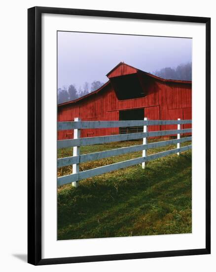 Red Barn and White Fence on Farm, Scott County, Virginia, USA-Jaynes Gallery-Framed Photographic Print