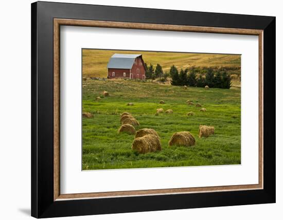 Red Barn, Hay Bales, Albion, Palouse Area, Washington, USA-Michel Hersen-Framed Photographic Print