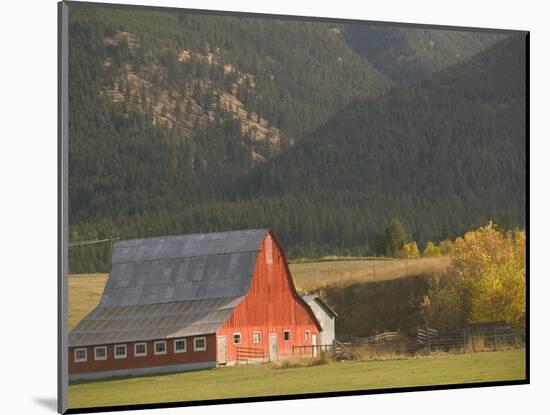 Red Barn in Fall, British Columbia, Canada-Walter Bibikow-Mounted Photographic Print