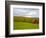 Red Barn in Green Field in Autumn-Lew Robertson-Framed Photographic Print