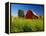 Red Barn in Long Grass-Bob Krist-Framed Premier Image Canvas