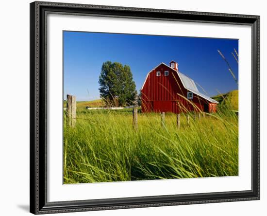 Red Barn in Long Grass-Bob Krist-Framed Photographic Print