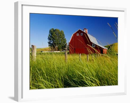 Red Barn in Long Grass-Bob Krist-Framed Photographic Print