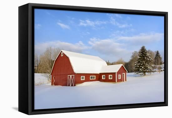 Red Barn in Snow-Michael Blanchette-Framed Premier Image Canvas