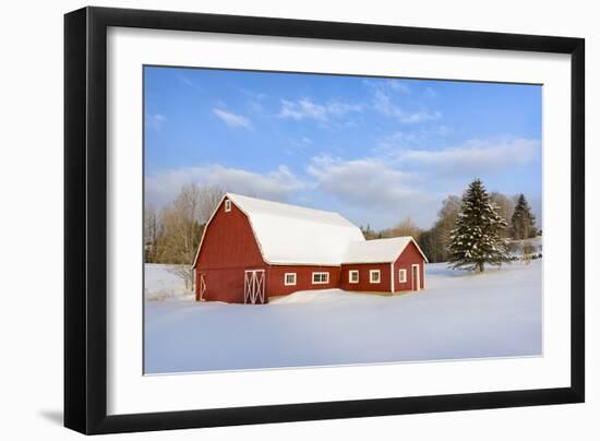 Red Barn in Snow-Michael Blanchette-Framed Photographic Print