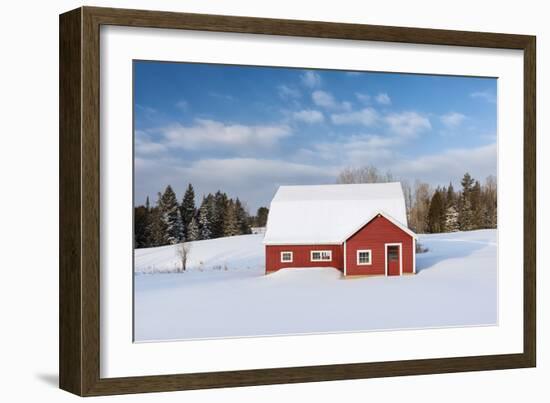 Red Barn In Snow-Michael Blanchette Photography-Framed Photographic Print