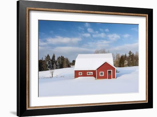 Red Barn In Snow-Michael Blanchette Photography-Framed Photographic Print