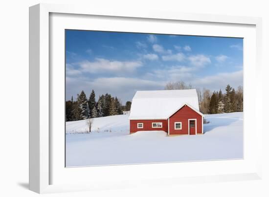 Red Barn In Snow-Michael Blanchette Photography-Framed Photographic Print