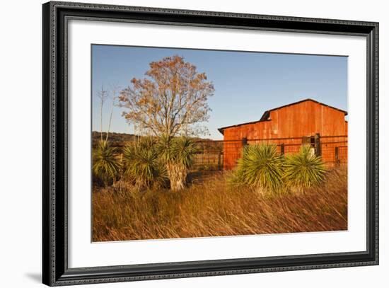 Red Barn in Texas Hill Country, USA-Larry Ditto-Framed Photographic Print