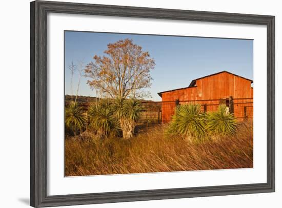 Red Barn in Texas Hill Country, USA-Larry Ditto-Framed Photographic Print