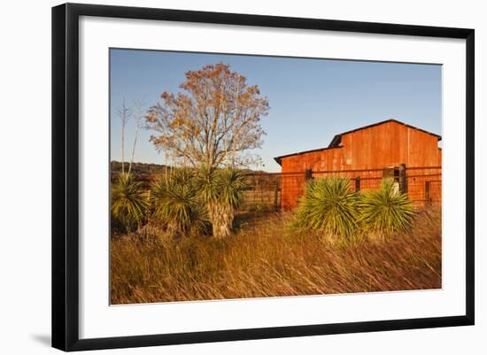 Red Barn in Texas Hill Country, USA-Larry Ditto-Framed Photographic Print