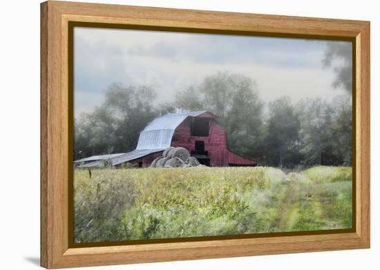 Red Barn in the Fog-Jai Johnson-Framed Premier Image Canvas