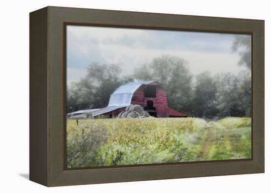 Red Barn in the Fog-Jai Johnson-Framed Premier Image Canvas
