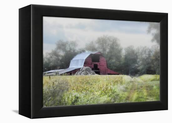 Red Barn in the Fog-Jai Johnson-Framed Premier Image Canvas