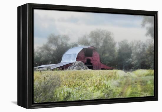 Red Barn in the Fog-Jai Johnson-Framed Premier Image Canvas