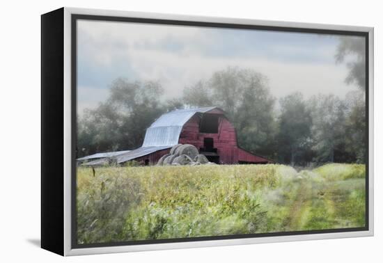 Red Barn in the Fog-Jai Johnson-Framed Premier Image Canvas