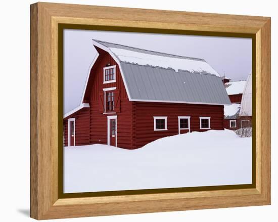 Red Barn in the Snow-James Randklev-Framed Premier Image Canvas