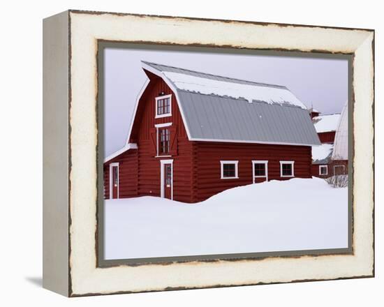 Red Barn in the Snow-James Randklev-Framed Premier Image Canvas