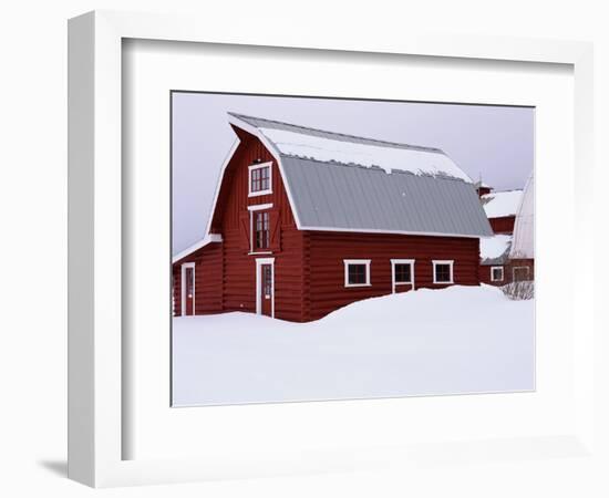 Red Barn in the Snow-James Randklev-Framed Photographic Print