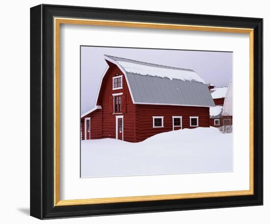 Red Barn in the Snow-James Randklev-Framed Photographic Print