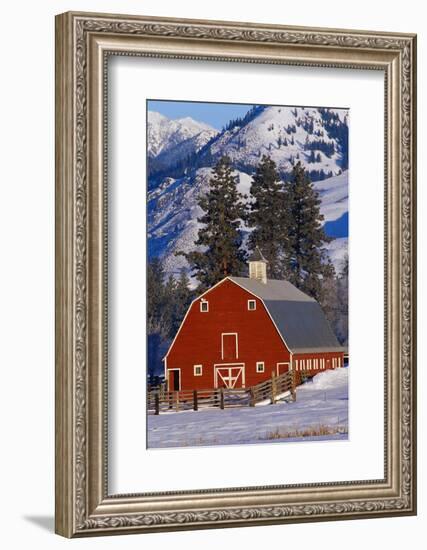 Red Barn in Winter-Darrell Gulin-Framed Photographic Print