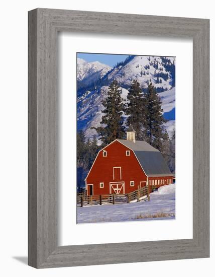 Red Barn in Winter-Darrell Gulin-Framed Photographic Print