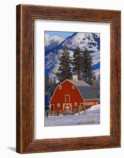 Red Barn in Winter-Darrell Gulin-Framed Photographic Print