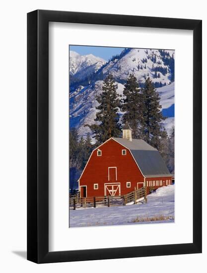 Red Barn in Winter-Darrell Gulin-Framed Photographic Print