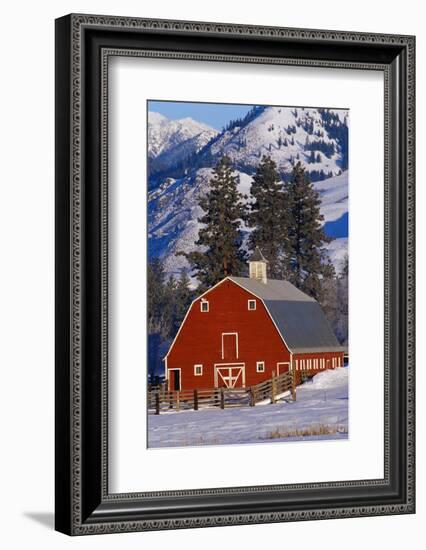 Red Barn in Winter-Darrell Gulin-Framed Photographic Print