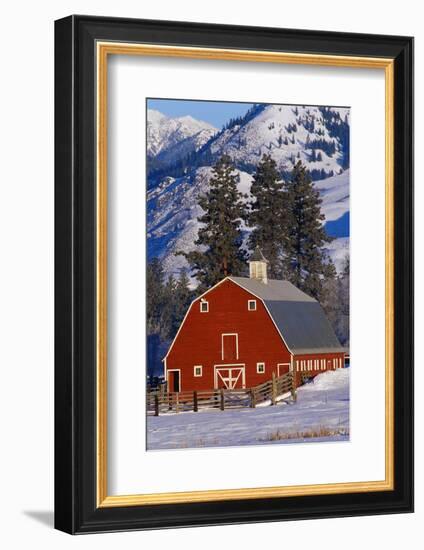 Red Barn in Winter-Darrell Gulin-Framed Photographic Print