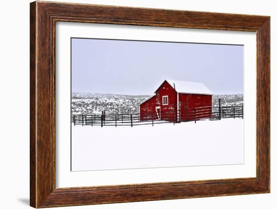 Red Barn in Winter-Amanda Lee Smith-Framed Photographic Print