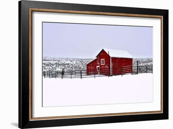 Red Barn in Winter-Amanda Lee Smith-Framed Photographic Print