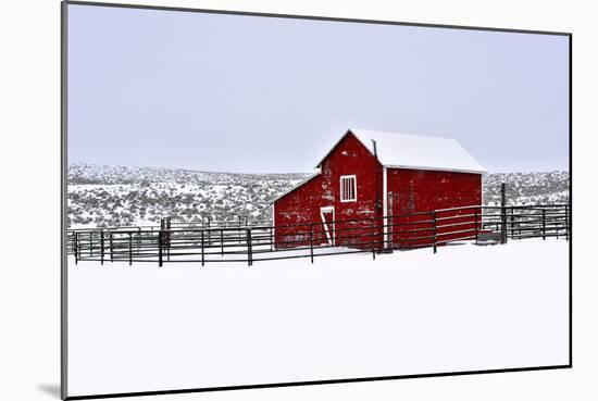 Red Barn in Winter-Amanda Lee Smith-Mounted Photographic Print