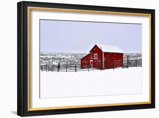 Red Barn in Winter-Amanda Lee Smith-Framed Photographic Print