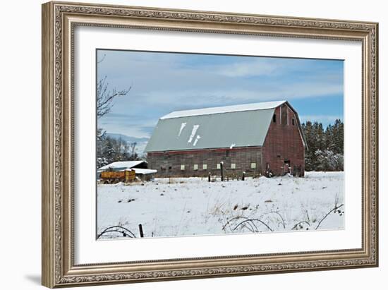 Red Barn in Winter-Dana Styber-Framed Photographic Print