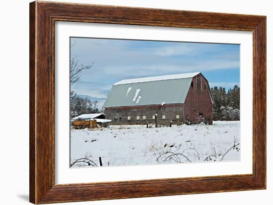 Red Barn in Winter-Dana Styber-Framed Photographic Print