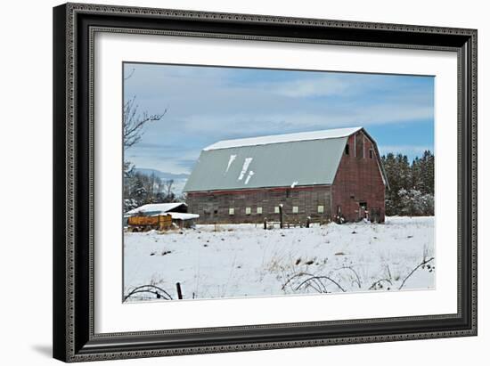 Red Barn in Winter-Dana Styber-Framed Photographic Print