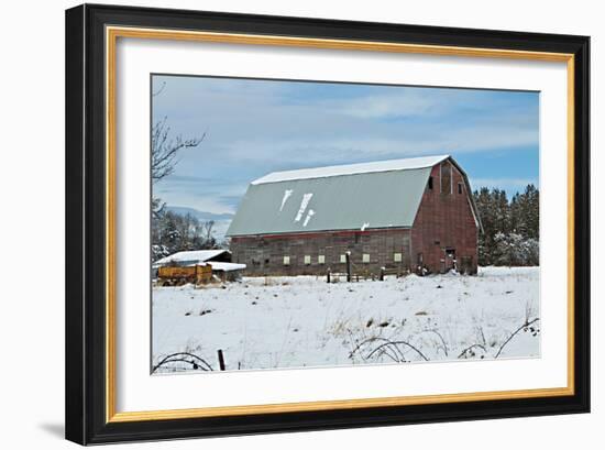 Red Barn in Winter-Dana Styber-Framed Photographic Print