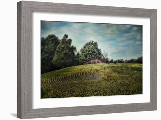 Red Barn on the Hill-Jai Johnson-Framed Giclee Print