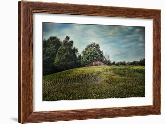 Red Barn on the Hill-Jai Johnson-Framed Giclee Print