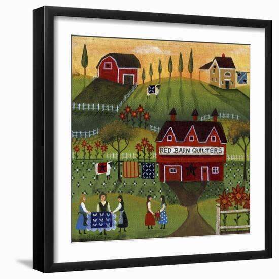 Red Barn Quilters-Cheryl Bartley-Framed Giclee Print