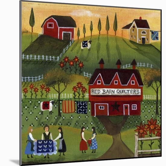 Red Barn Quilters-Cheryl Bartley-Mounted Giclee Print