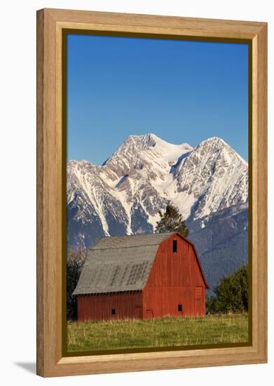 Red Barn Sits Below Mcdonald Peak in the Mission Valley, Montana, Usa-Chuck Haney-Framed Premier Image Canvas