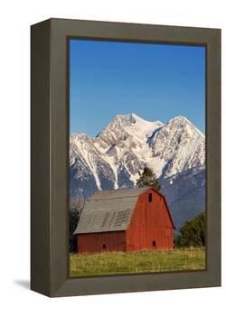 Red Barn Sits Below Mcdonald Peak in the Mission Valley, Montana, Usa-Chuck Haney-Framed Premier Image Canvas