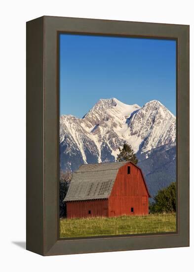 Red Barn Sits Below Mcdonald Peak in the Mission Valley, Montana, Usa-Chuck Haney-Framed Premier Image Canvas